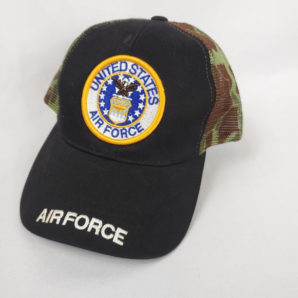 Air Force United States Blk/Camo Mesh Embroidered Ball Cap Mens Hat OS